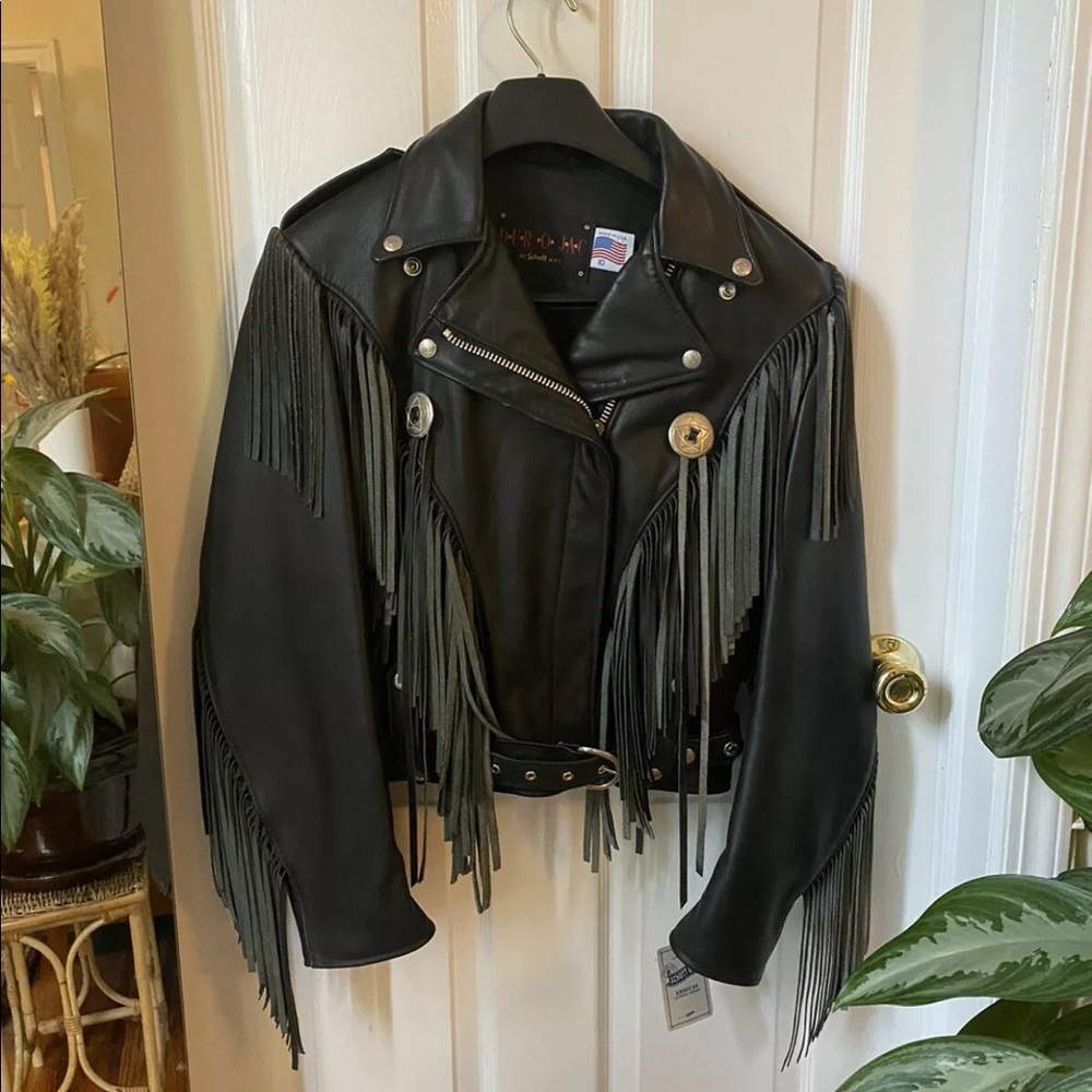 NWT Schott Leather Fringe Jacket